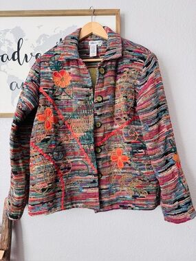 Vintage medium embroidered coldwater creek multi color blazer jacket